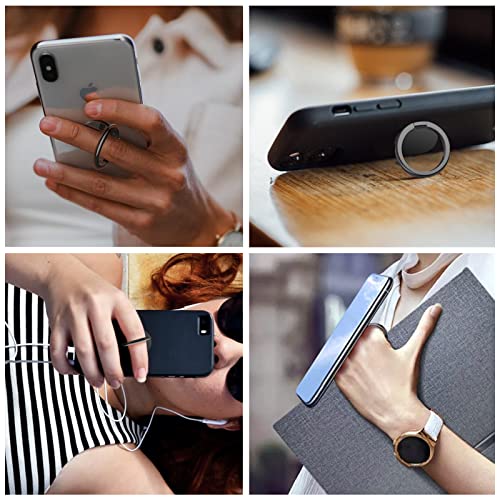 Cell Phone Ring Holder Stand,360 Degree Rotation Finger Ring Kickstand with Polished Metal Phone Grip for Magnetic Car Mount, Compatible with All Smartphones,Smartphone Accessories(Black)