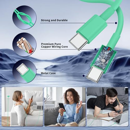 QZIIW iPhone 17 16 15 Pro Max Fast Charger,45W Dual Port USB C Fast Charger - color: Green, size: 3FT+6FT+10FT+10FT