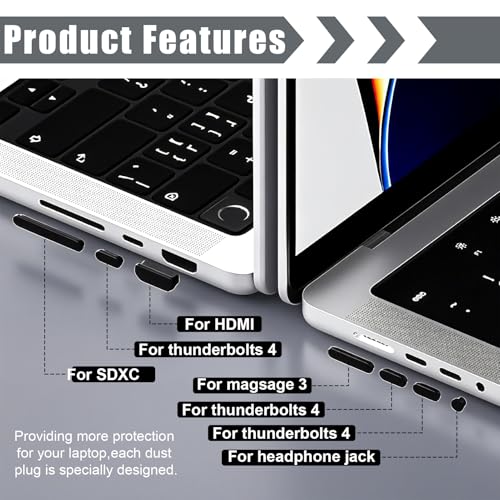 30 Pack Silicone Anti-Dust Port Plugs Kit, Trackpad & Webcam Protector Cover, Non-Slip Replacement Bottom Feet Compatible with M4 M3 M2 M1 Pro/Max 2021-2024 14.2" 16.2" - size: 30 Pcs for 2021-2024 14.2" 16.2" Pro/Pro Max