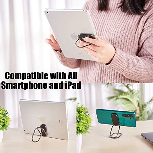Foldable Phone Ring Holder, 360° Rotating Metal Grip Kickstand - color: Gun Black, size: Oval black