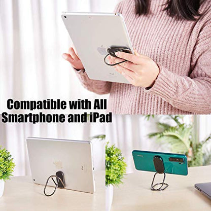 Foldable Phone Ring Holder, 360° Rotating Metal Grip Kickstand - color: Gun Black, size: Oval black