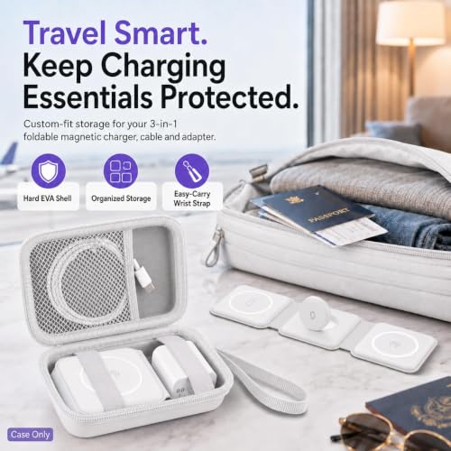 ANKHOH Travel Case for Iseyyox/for QUZUDN/for Ucomx 3 in 1 Wireless Charger - color: White
