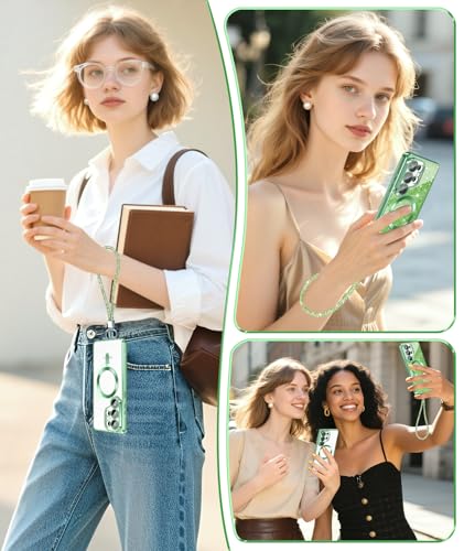 Plated Gold Magnetic Case for Samsung Galaxy S26 Ultra-Green - color: Electroplating Clear TPU-Grass Green