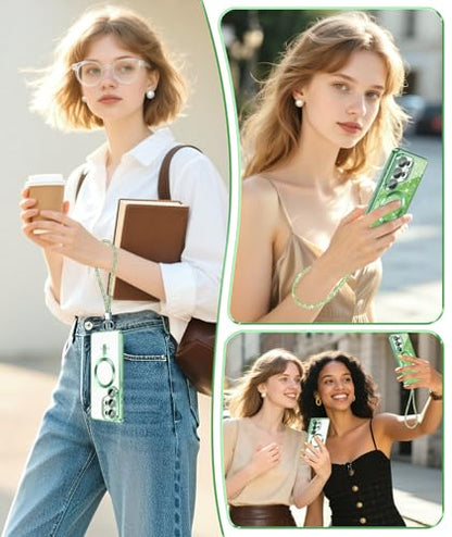 Plated Gold Magnetic Case for Samsung Galaxy S26 Ultra-Green - color: Electroplating Clear TPU-Grass Green