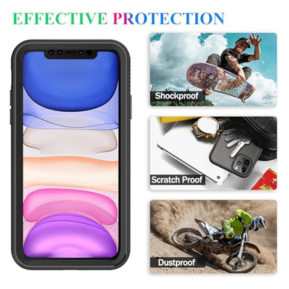 Compatible with iPhone 11 Pro Max Case, Built in Screen Protector Full Body Shockproof Slim Fit Bumper Protective Phone Cover 6.5'' Men Women-Black/Clear - size: iPhone 11 Pro Max