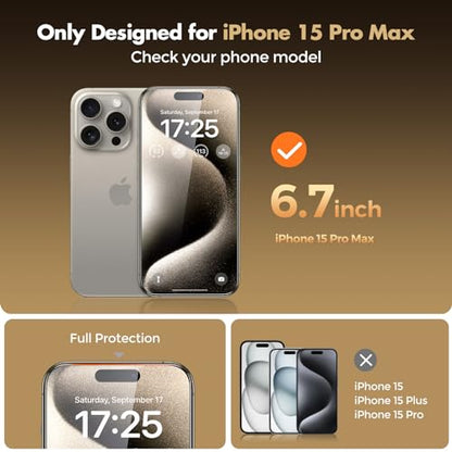 UNBREAKcable Privacy Screen Protector for iPhone 15 Pro Max, Full Coverage Shatterproof Tempered Glass[True 28°Anti Spy][9H Hardness][Easy Installation Frame]2-Pack Private Screen for iPhone 15 ProMax - size: iPhone 15 Pro Max