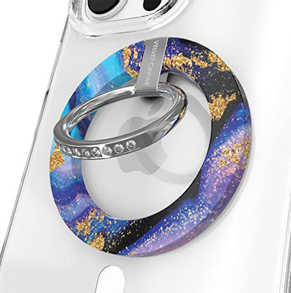 VELVET CAVIAR Compatible with MagSafe Phone Grip - Magnetic Ring Holder with Adjustable Stand - Removable MagSafe Accessories for iPhone 16, 15, 14, 13, 12 (Galaxy Glitter) - color: Galaxy Glitter