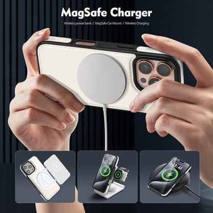 Shieldtop Compatible with MagSafe iPhone 16 Pro Wallet Case,White | 2 in 1 Detachable Magnetic,Credit Card Holder Slots,RFID Blocking,PU Leather,Kickstand,Flip Folio Phone Cover for Men & Women - color: White, size: iPhone 16 Pro 6.3"