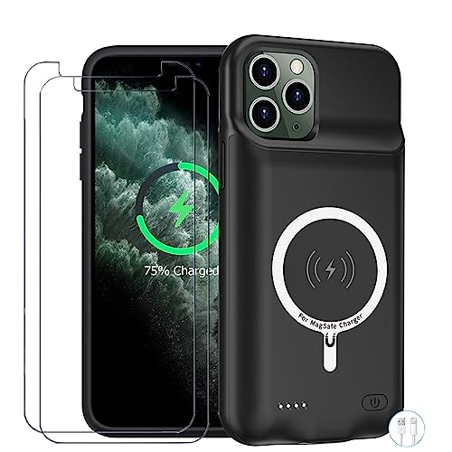 Battery Case for iPhone 11 Pro, Enhanced 10000mAh Portable Protective Wireless Charging Case Support Carplay Compatible with iPhone 11 Pro (5.8 inch) Rechargeable Extended Battery Charger Case (Black) - size: iPhone 11 Pro