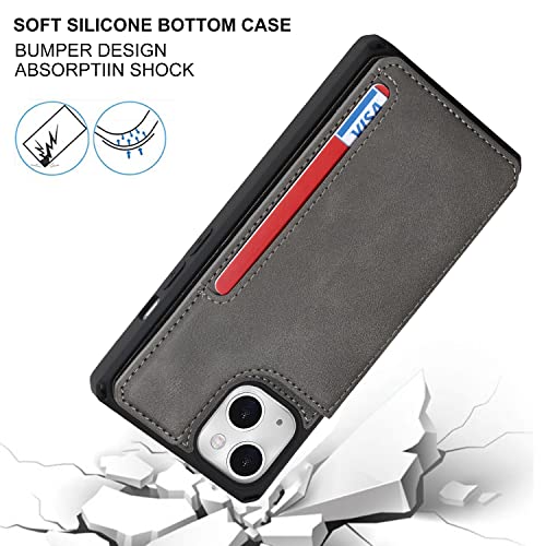 Cavor for iPhone 14 Wallet Case with Card Holder for Women, Grey - color: B-Grey