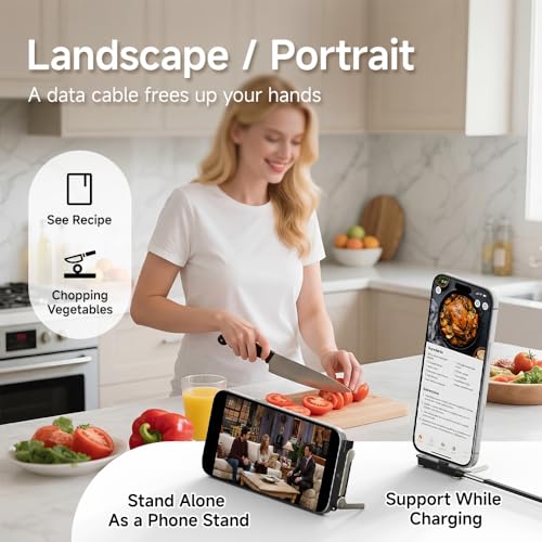 NKV 240w Stand Data Cable Invisible Foldable Holder Charger Cable - style: Black, Data Cable Set