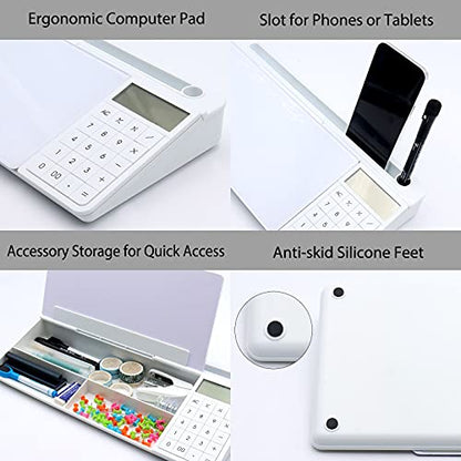 TOWON Glass Desk Whiteboard with Calculator 18x6 in, Desk Organizer, White - color: Cal White