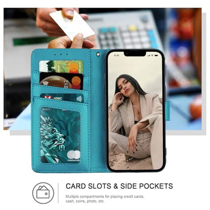 Wallet Case for iPhone 12 and iPhone 12 Pro, [RFID Blocking] 3 Card Holder Stand with Credit Card Slot PU Leather Magnetic Protective Flip Cover for iPhone 12/12 Pro (Dark Blue) - color: Dark Blue