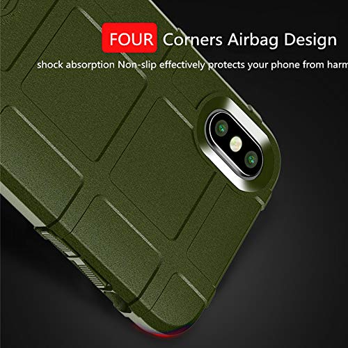 for iPhone Xs/X case, (Rugged Shield Series) TPU Thick Solid Armor Tactical Protective Cover Case for iPhone Xs/X (5.8 inches) - Army Green - color: Army Green