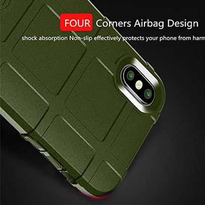 for iPhone Xs/X case, (Rugged Shield Series) TPU Thick Solid Armor Tactical Protective Cover Case for iPhone Xs/X (5.8 inches) - Army Green - color: Army Green