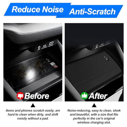 JSCARLIFE Center Console Wireless Charging Mat Compatible with 2025 S-ubaru Forester - Non-Slip Waterproof Silicone, Black Interior Accessories Protective Pad