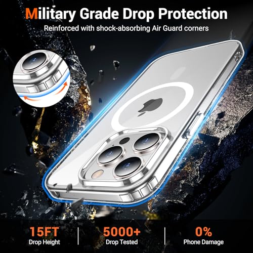 for iPhone 13 Pro Case Clear, Compatible with Magsafe, Anti-Yellowing, Military-Grade Protection, Shockproof Slim Magnetic Phone Case Cover, Transparent - color: A-Clear, size: iPhone 13 Pro