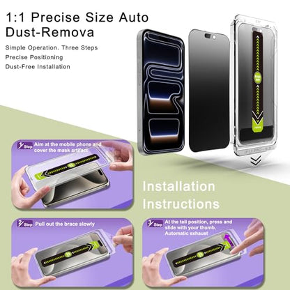 2-Pack Matte Privacy Anti-Spy Screen Protector for iPhone 17 Pro (6.3-Inch),Anti-Glare,9H Tempered Glass,Full Coverage,Anti-Fingerprint,Auto Dust Removal,Bubble-Free