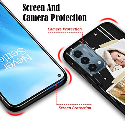 Custom Phone Case for OnePlus Nord N200 5G Photos Pictures Collage Text Name, Customized Personalized Phone Cover Anti-Scratch Soft Protective TPU Black Thin Cases 6.49-inch - color: Black 02 - Stars, 3 Photos