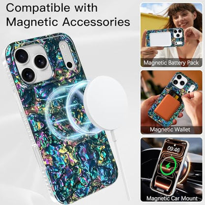 AIGOMARA Magnetic for iPhone 17 Pro Max Case, Abalone Opalescent Shell - color: Abalone-Round, size: iPhone 17 Pro Max