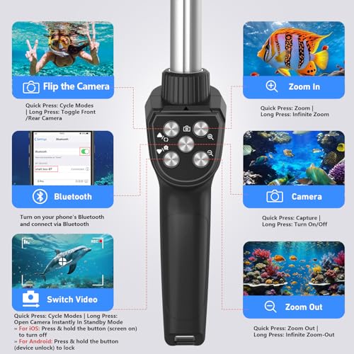 Waterproof Selfie Stick with Phone Case - Professional Underwater Phone Case for with Rechargeable Stick (2th Waterproof Selfie Stick)