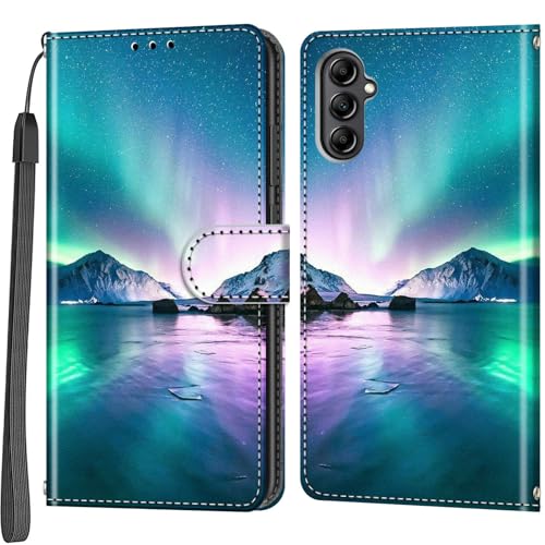 Case Wallet for Samsung Galaxy A14 5G, Ice Sea | Kickstand, 3 Card Holder, Shockproof TPU Interior Shell, PU Leather, Magnetic Flip Cover, Lanyard Strap - color: Pic:06