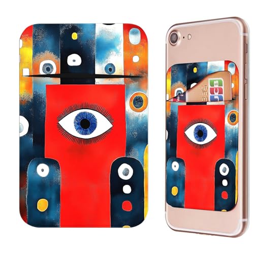 Phone Credit Card Holder Stick on, Cell Phone Pocket Self Adhesive Stretchy Stick on Wallet ID Credit Card Case Pouch Sleeve with Flap for All Smartphones, Artistic Eyes - color: Artistic Eyes