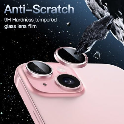 JETech Camera Lens Protector for iPhone 15/15 Plus, Pink, 1 Set - color: Pink