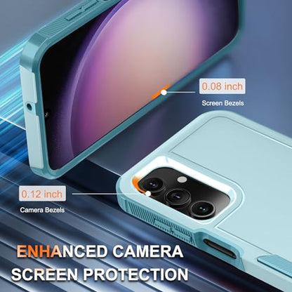 Case for Samsung Galaxy A15 5G, Full Body Heavy Duty Rugged Shockproof Protective Phone Cover with Lanyard Strap, Tempered Glass Screen Protector and Camera Lens Cover, Mint Green | Rugged Shockproof Protective Phone Case with Lanyard Strap,Tempered Glass