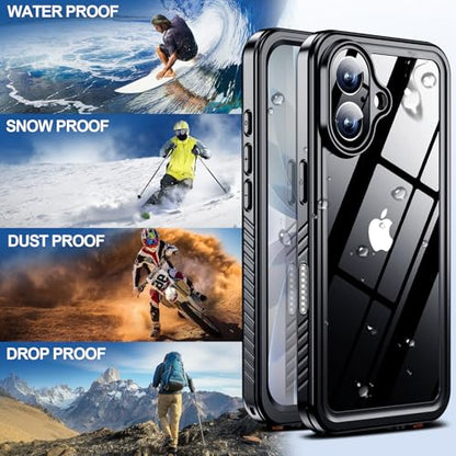 MOZOTER for iPhone 17 Case Waterproof,[IPX8 Underwater Case][Full Body Shockproof & Military Dropproof] Clear Sound Quality Built-in Screen Protector for iPhone 17 6.3 inch-Black - size: For iPhone 17-6.3"