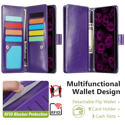 Varikke for Samsung Galaxy S25 Wallet Case Magnetic Detachable, Deep Purple - color: Dark Purple, size: Galaxy S25 6.2"