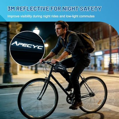 APECYC Bike Frame Bag, Waterproof Bike Phone Bag with Touch Screen | Hard-Shell Bike Top Tube Bag with Secure Mounting, Touchscreen Access, No Leg Interference, Storage Bag for Cycling Rides