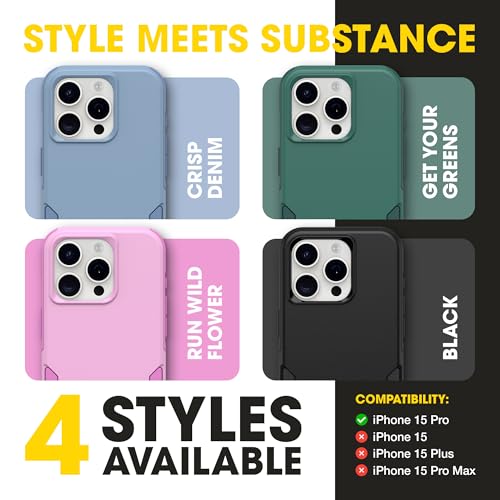 OtterBox iPhone 15 Pro Commuter Series MagSafe Case - Crisp Denim | 3X MIL Drop Protection - Dual-Layer Shockproof Design - Pocket-Friendly - Raised Edges - Port Covers - Non-Retail Packaging - color: Crisp Denim