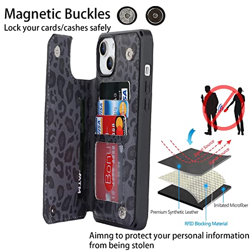 Cavor for iPhone 14 Wallet Case with Card Holder for Women Men, Black - color: E-Black