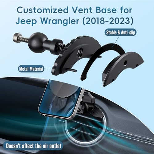 Magnetic Phone Mount for Jeep Wrangler 2018-2023 Gladiator JT 2020-2023 - style: Magnetic Mount