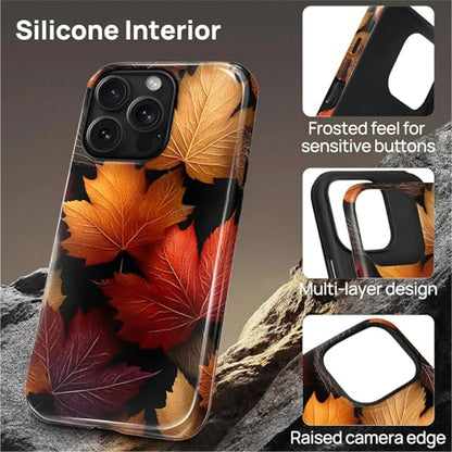 Magnetic Phone Case for iPhone 14 Pro,Compatible with MagSafe,Durable 2 Layers Full Covered Shockproof Protective Cover-Autumn Maple Leaves - color: Autumn Maple Leaves, size: iPhone 14 Pro