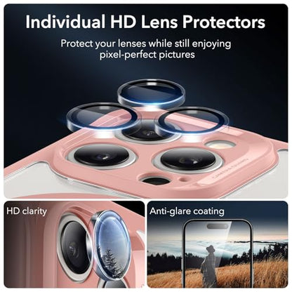 ESR for iPhone 15 Pro Max Case, Compatible with MagSafe, Full-Body Military-Grade Drop Proof Case with Built-in 9H+ Tempered Glass Screen Protector, Armor Series, Clear Pink | Compatible with MagSafe, with Camera Lens Protector, Military-Grade Drop Protec