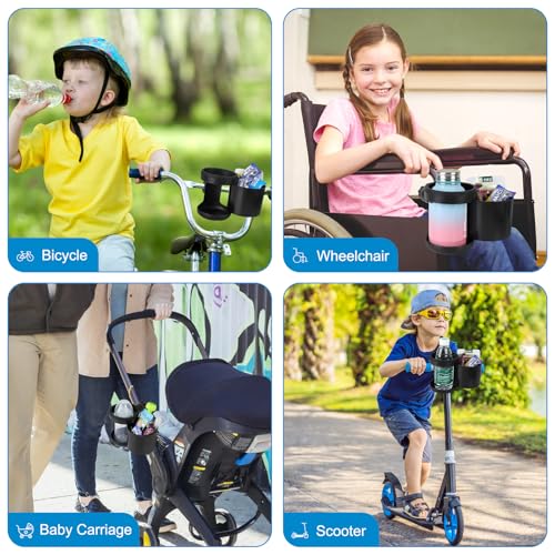 Accmor Stroller Cup Holder, Drinks Holder Bike Walker Wheelchair - color: Expandable Drinks Holder-Black