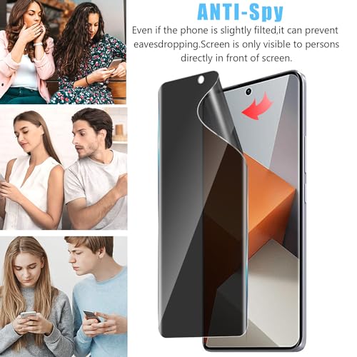 [2+2pack For Xiaomi Redmi Note 13 Pro+ Flexible Privacy Screen Protector(Not Tempered Glass) and Camera Lens Screen Protector,Anti-Spy Flexible TPU Film,Easy Installation