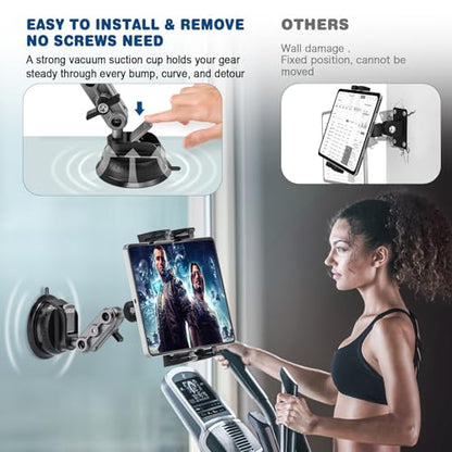 Tablet Mount, Car Tablet Holder Heavy Duty Super Suction Cup/Adhesive Base iPad Stand for Dash Windshield Wall Vehicle Desk, 360° Metal Bracket for 4.7-12.9" iPad Pro/Air/Mini/Galaxy