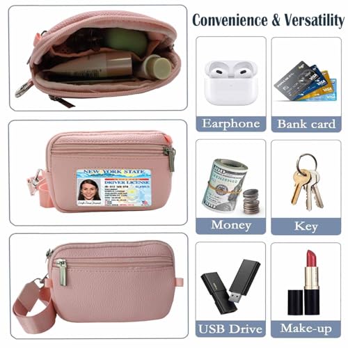 Phone Lanyard Crossbody with Wrist Strap, Adjustable Phone Strap Crossbody with Detachable Wallet for All Phones,Universal Cell Phone Neck lanyard for Travel Essentials-Pink - color: Pink