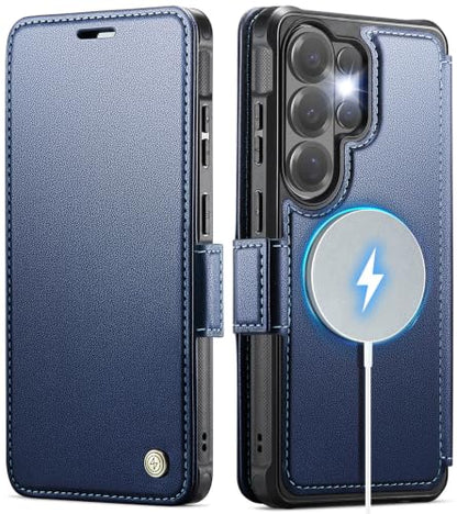 for Galaxy S25 Ultra Slim Wallet Case Wireless Charging, Deep Blue - color: Deep Blue, size: Samsung Galaxy S25 Ultra