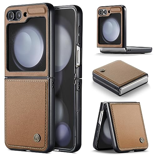 for Samsung Galaxy Z Flip 5 Case, Premium PU Leather Case Anti Scratch Slim Phone Shockproof Protective Phone Cover for Samsung Galaxy Z Flip5, Brown - color: Brown, size: Samsung Galaxy Z Flip 5