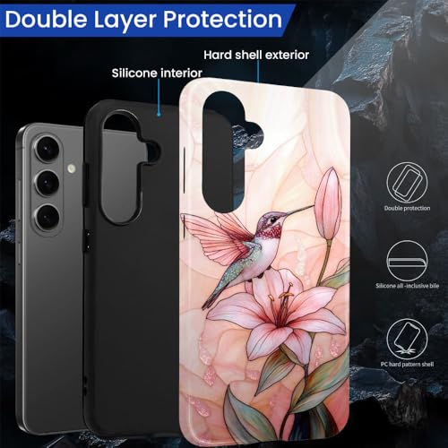 Compatible with Samsung Galaxy S26 Plus Case,Glossy Case All-Round Protection Shockproof Anti-Scratches TPU Cover,Cases for Man Woman-Blooming Pink Rose Bird - color: Blooming Pink Rose Bird, size: Galaxy S26 Plus