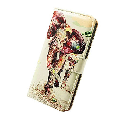 Bcov Case for iPhone 13 Pro, Elephant Pattern Leather Flip Phone Case Wallet Cover with Card Slot Holder Kickstand for iPhone 13 Pro - color: Colorful Elephant Pattern