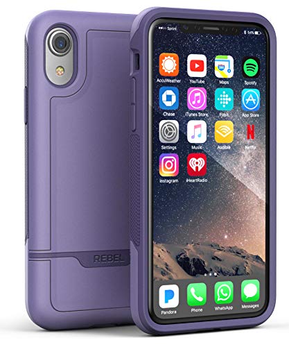 ENCASED Heavy Duty Case for iPhone XR Purple (2018 Rebel Armor) Military Grade Protective Cover (Full Body Protection) - color: Purple