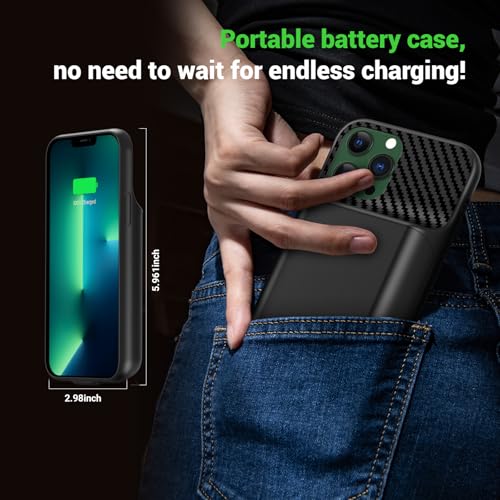 13800mAh High Capacity Battery Case for iPhone 14, for iPhone 13, 13 Pro (6.1 inch), 2026 Upgraded Battery Pack Rechargeable Charger External Charging Case w/Tempered Glass Screen Protector Black - size: iPhone 14，13,13 Pro