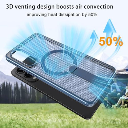 for Samsung Galaxy S25 Edge Case with Stand Compatible with MagSafe +1 Screen Protector, [Built in Kickstand &Magnet][Heat Dissipate] Protective Matte Case for Galaxy S25 Edge (Blue) - color: Blue