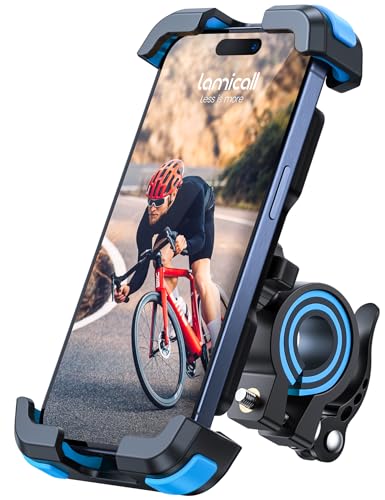 Bike Phone Mount Holder - Motorcycle Adjustable Clamp for 4.7-6.8" iPhone - color: Blue
