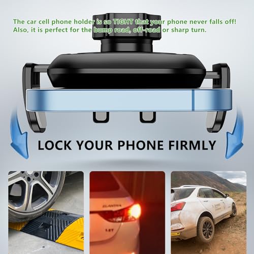 Car Phone Holder Phone Mount for Car Windshield Dashboard Air Vent Universal Hands Free Automobile Cell Phone Holder Fit for iPhone Samsung Moto Smartphone (Black)